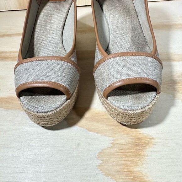 TORY BURCH Majorca Canvas Peep Toe Espadrille Sandals Women’s Size 9